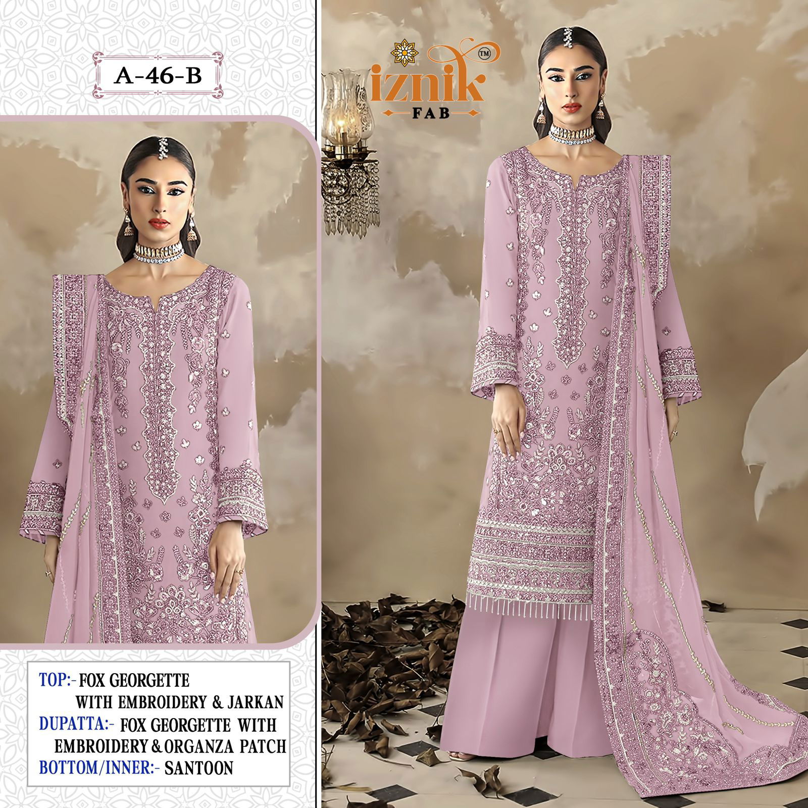 46 A To D Iznik Georgette Embroidery Pakistani Suits Exporters In India